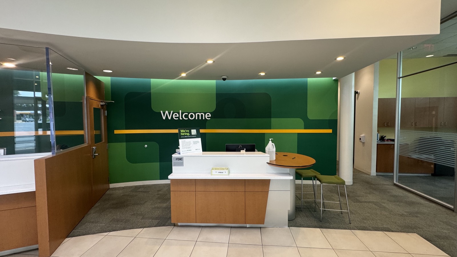 TD Bank branded interior lobby wall