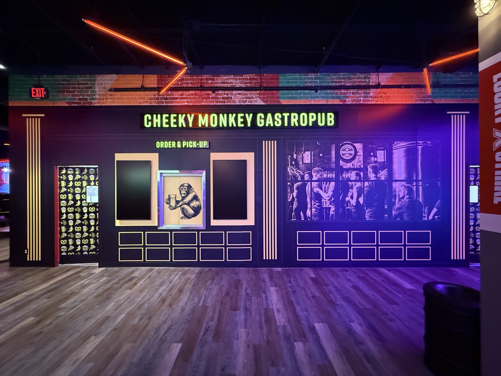 Cheeky Monkey interior wall murals and branding