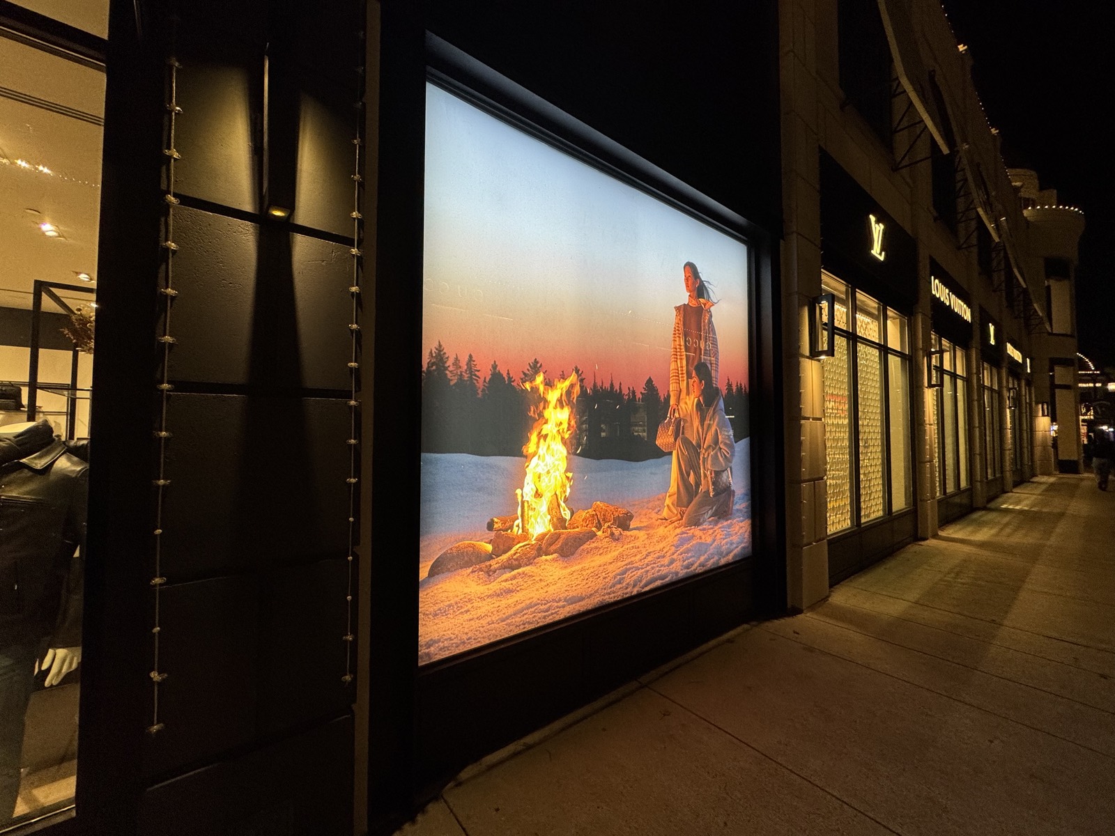 Luxury retail storefront backlit window display