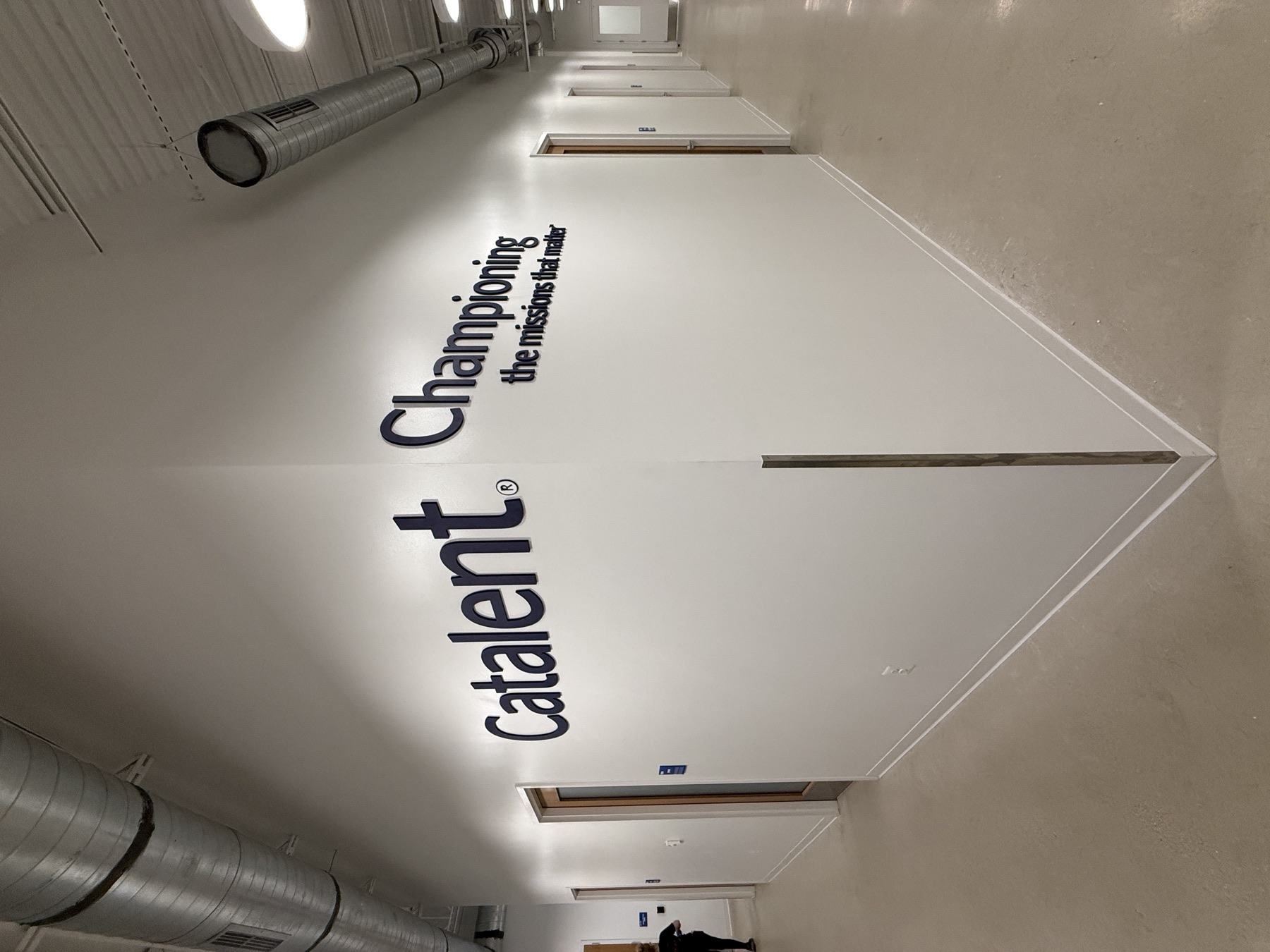 Large dimensional letters wrapping a corporate corridor wall