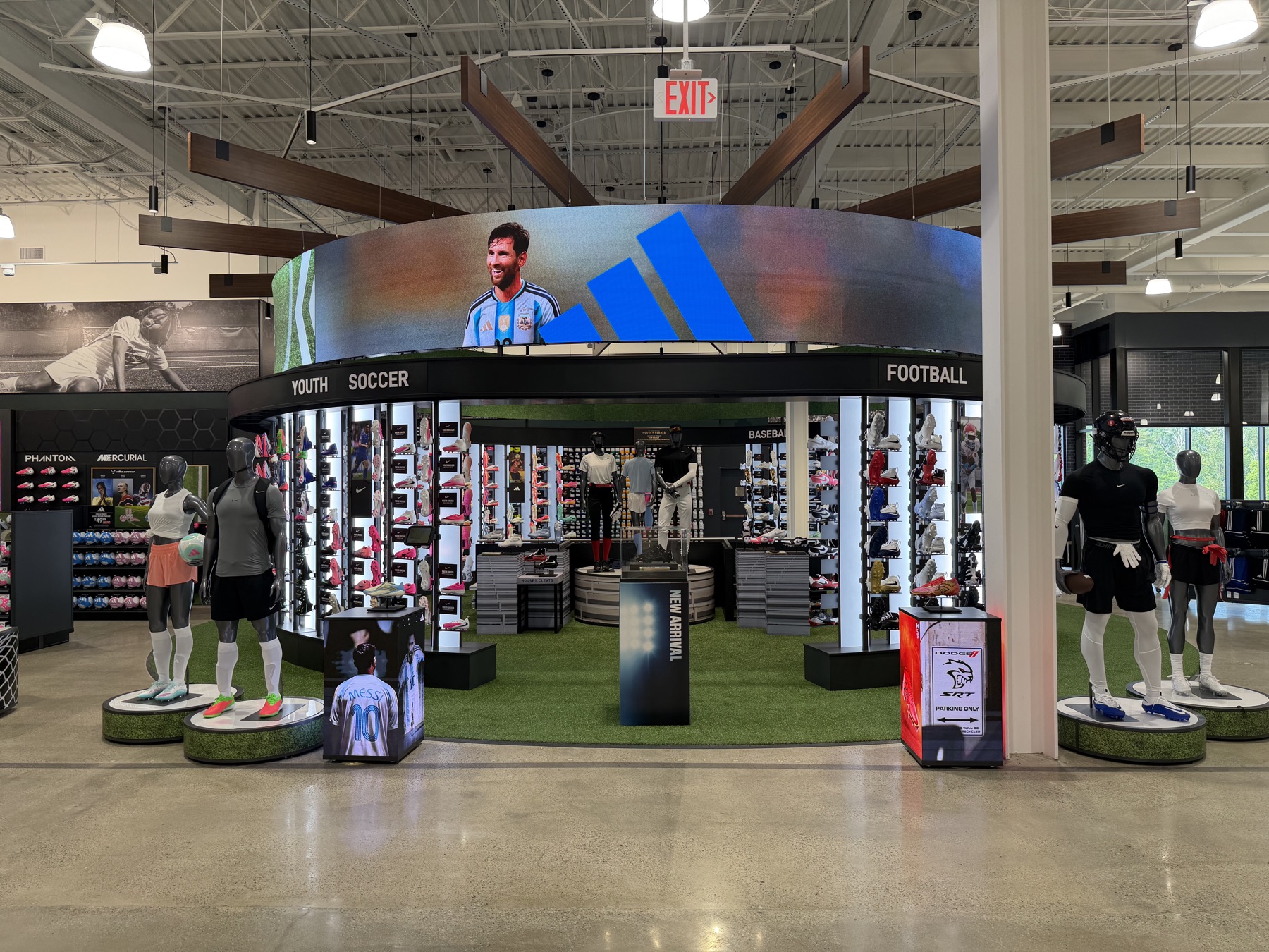 LED display ring and category signage in a large retail interior